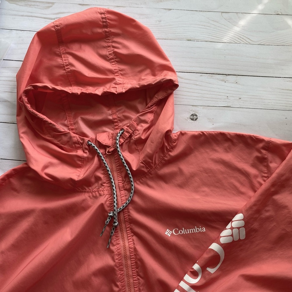 COLUMBIA Ladies Colorblock Hooded Zip Windbreaker XL